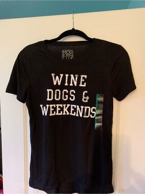 Modern Lux Black "Wine Dogs & Weekends" Graphic Pet Lover Tee